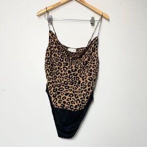 Francesca’s Jun & Ivy Leopard Printed Bodysuit Women’s size XL, NWT